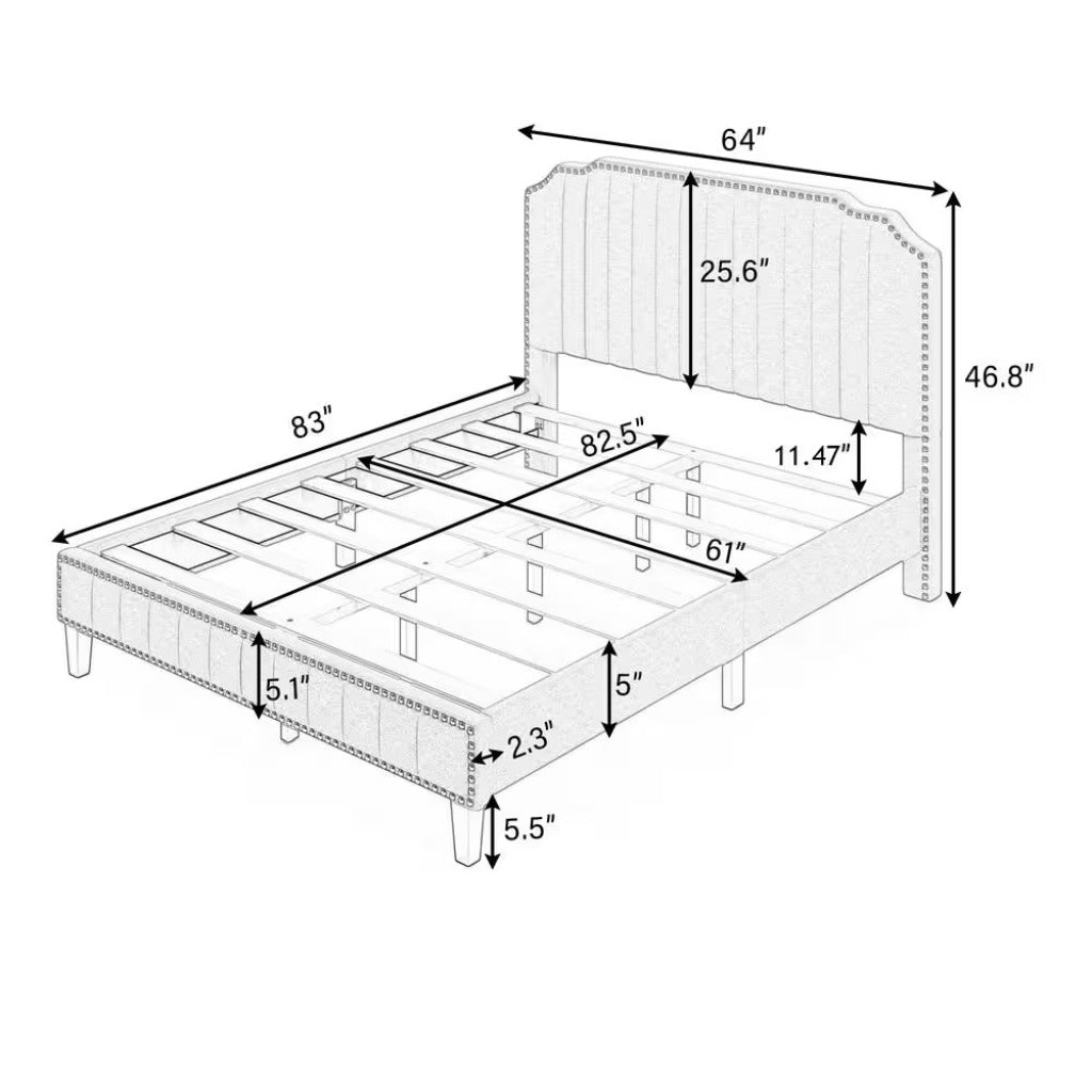 Modern-Linen-Upholstered-Platform-Bed-with-Nailhead-Trim-7