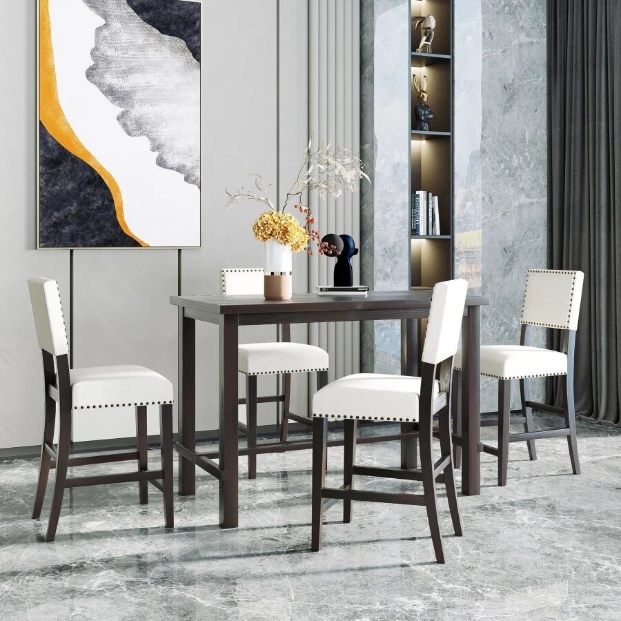 Beige Dining Table Set | Height Beige Dining Set | La Luxe Villa