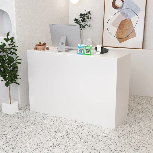 Elegant White Reception Desk | White Reception Desk | La Luxe Villa