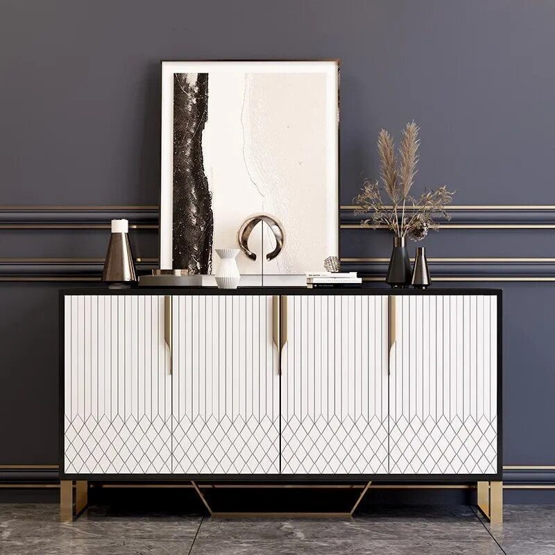 Elegant White Side Cabinet | Minimalist Side Cabinet | La Luxe Villa