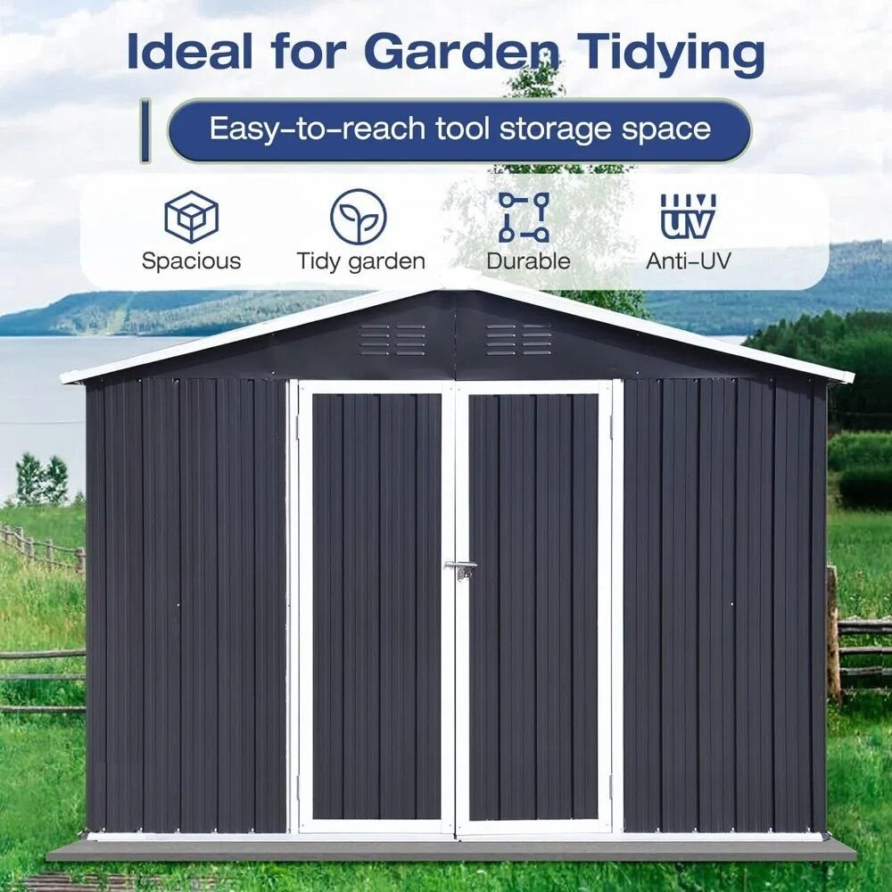 Waterproof-10x8-Metal-Outdoor-Storage-Shed-with-Door---Lock---Versatile-Garden-Tool-Shed-3