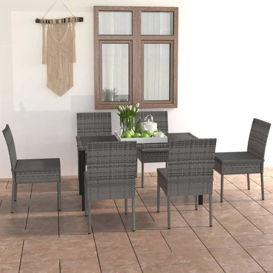 Poly Rattan Dining Set | Gray Outdoor Dining Set | La Luxe Villa