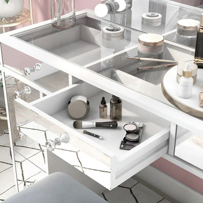 Chic Makeup Vanity Table | LED Mirror and Chair Set | La Luxe Villa