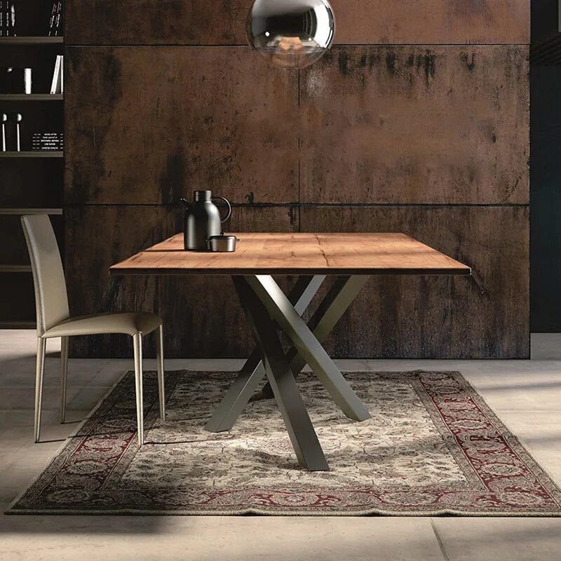 Modern-Nordic-Solid-Wood---Carbon-Steel-Dining-Table-Set-2