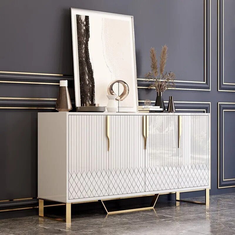 Elegant White Side Cabinet | Minimalist Side Cabinet | La Luxe Villa