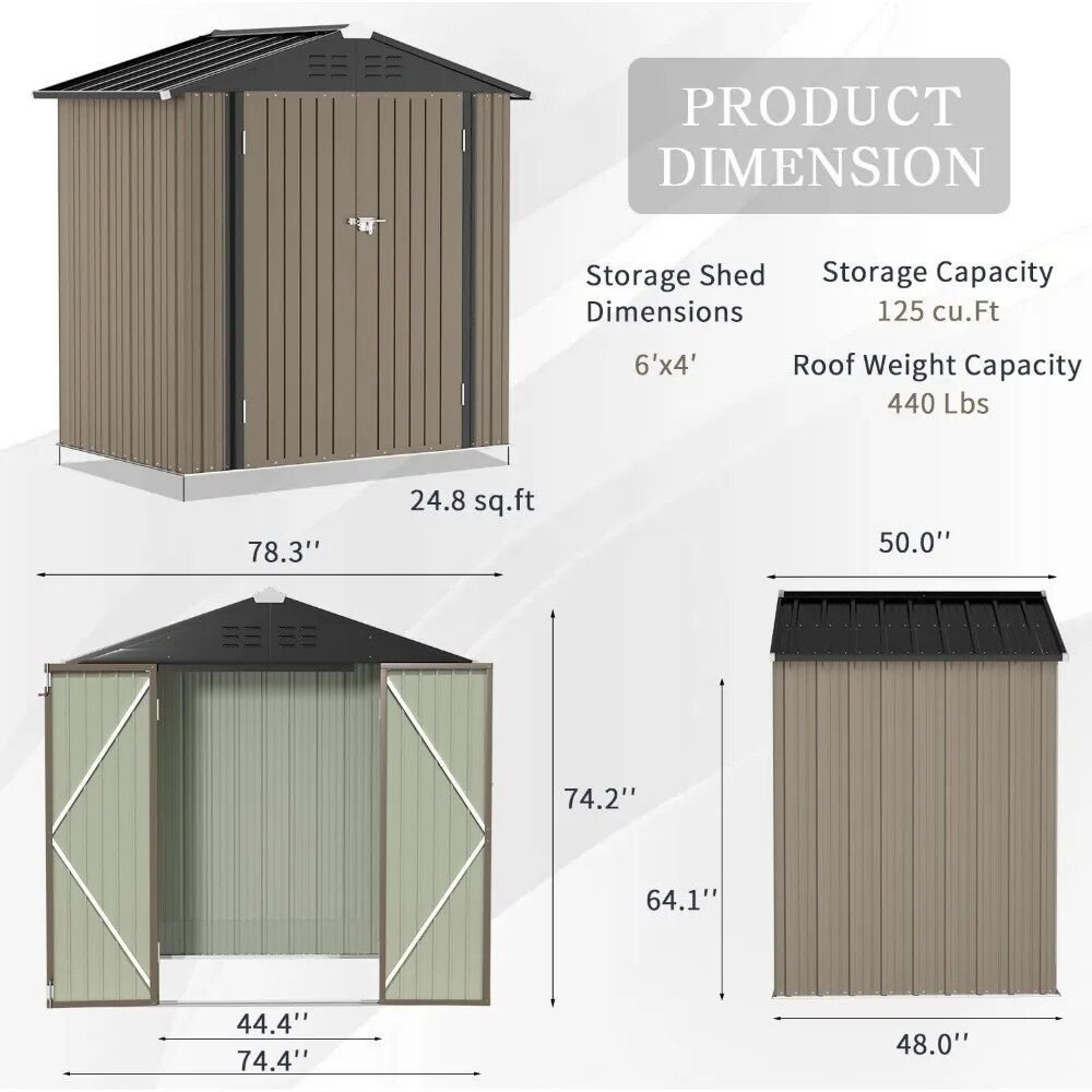 Outdoor Metal Storage Shed | Durable Steel Tool House | La Luxe Villa