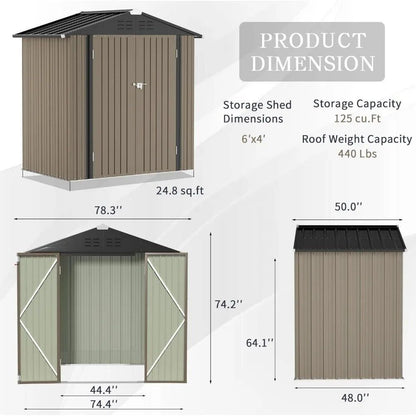 Outdoor Metal Storage Shed | Durable Steel Tool House | La Luxe Villa