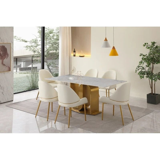 Gold-Finished-Contemporary-71"-Dining-Table-with-Sintered-Stone-Top-1