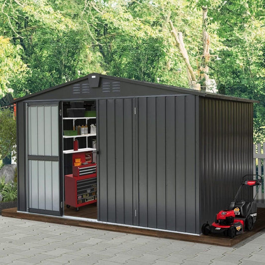 Spacious-10ftx8ft-Galvanized-Steel-Garden-Shed-with-Lockable-Door-1