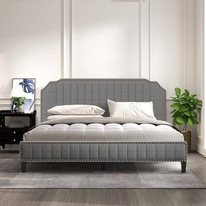 Modern-Linen-Upholstered-Platform-Bed-with-Nailhead-Trim-1