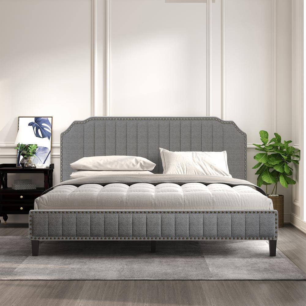 Modern-Linen-Upholstered-Platform-Bed-with-Nailhead-Trim-7