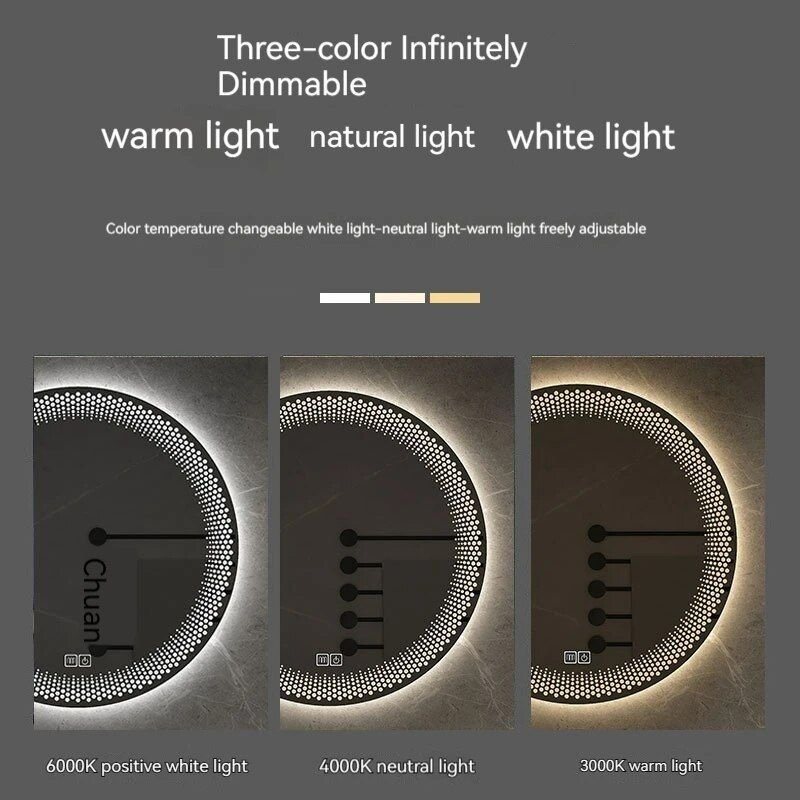 Round Smart LED Mirror | Adjustable Backlight Defogging| La Luxe Villa