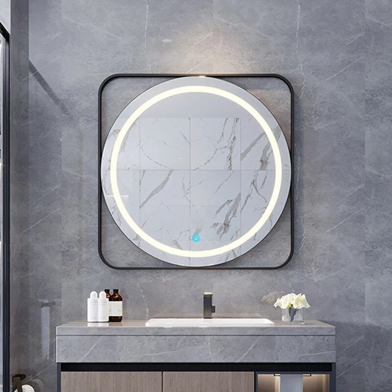 Modern-Round-LED-Illuminated-Bathroom-Mirror---Fogless-Touch-Control,-8-inch-Aluminum-Frame-3