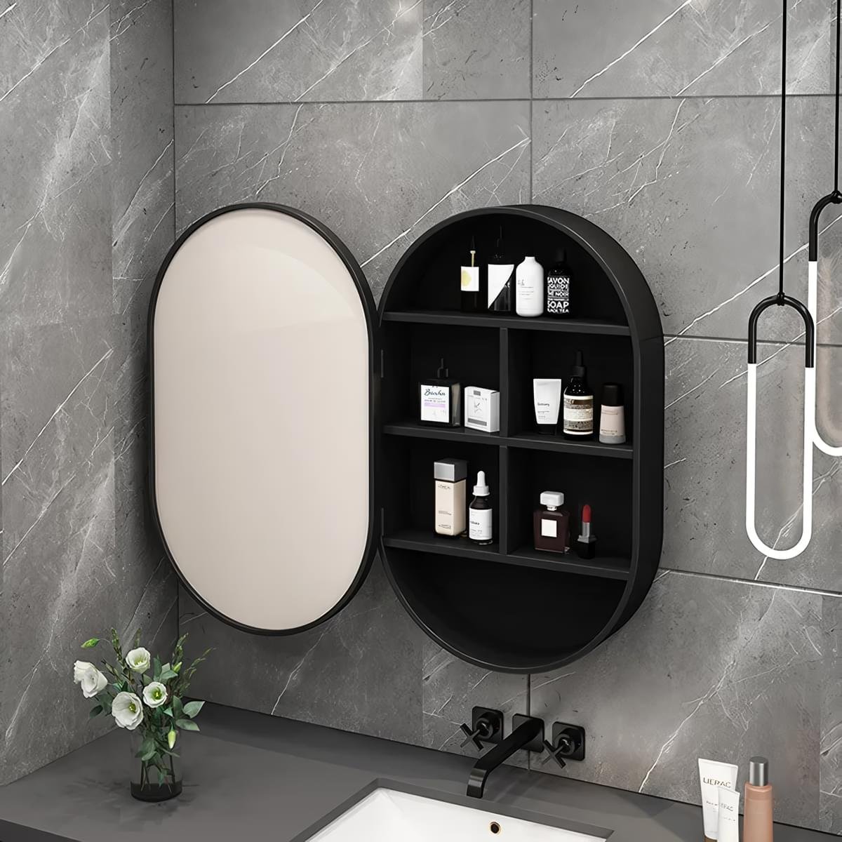 Modern-Oval-LED-Illuminated-Wooden-Mirror-Cabinet-–-Smart-Bathroom-Storage-Solution-6