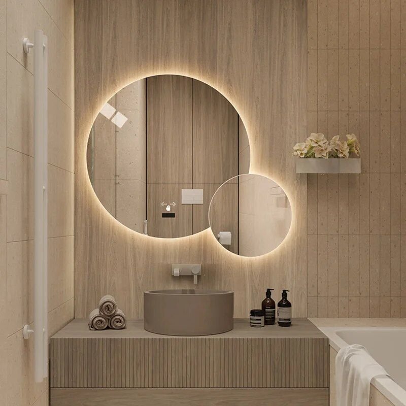 Modern-LED-Smart-Mirror-with-Touch-Switch-–-Irregular-Shape,-Frameless-Design-for-Elegant-Home-Decor-2