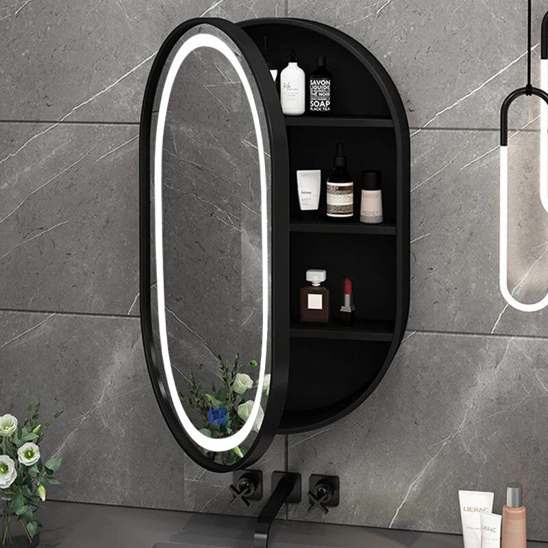 Modern-Oval-LED-Illuminated-Wooden-Mirror-Cabinet-–-Smart-Bathroom-Storage-Solution-14