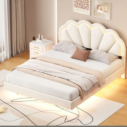 Luxurious-Queen-Size-LED-Upholstered-Bed-Frame-1