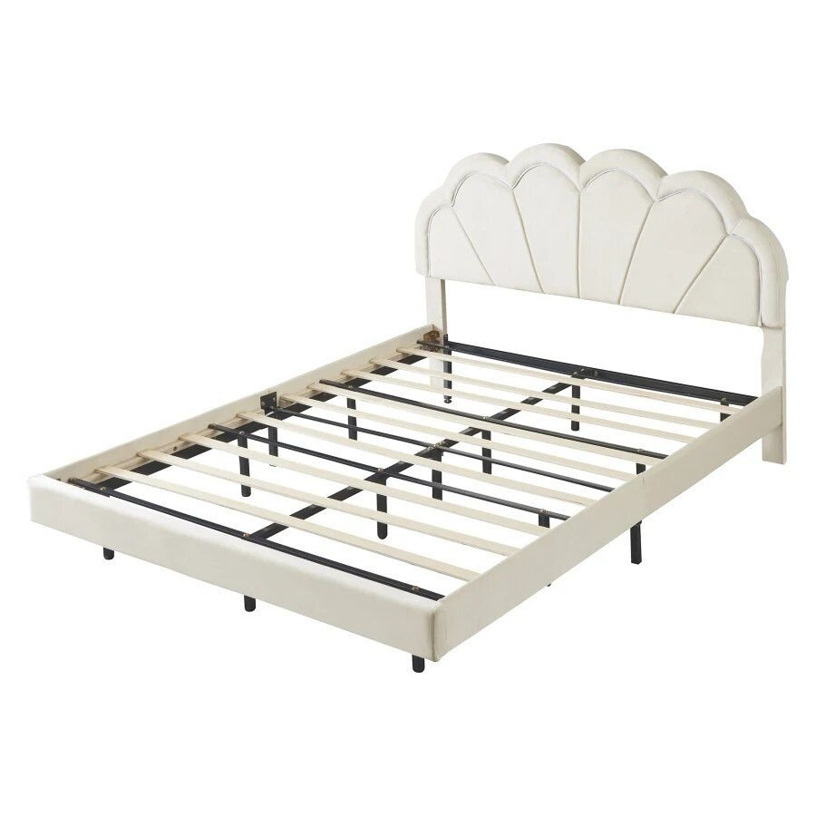 Luxurious-Queen-Size-LED-Upholstered-Bed-Frame-4