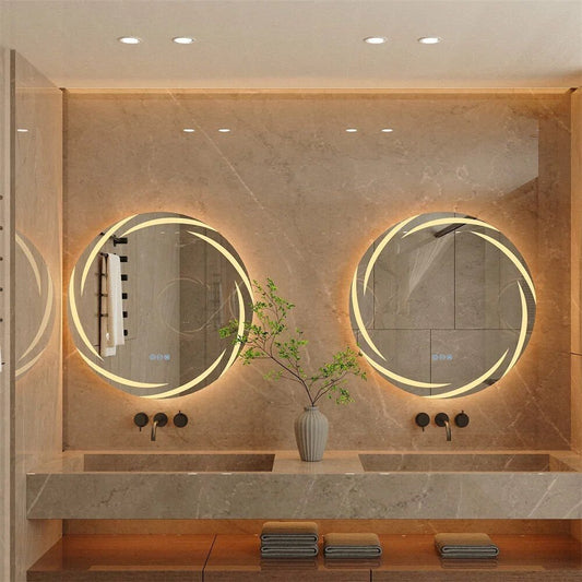 LED Illuminated Bathroom Mirror | Elegant Round Mirror | La Luxe Villa