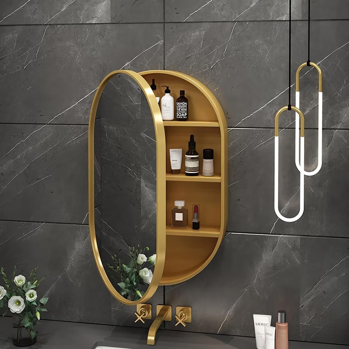 Modern-Oval-LED-Illuminated-Wooden-Mirror-Cabinet-–-Smart-Bathroom-Storage-Solution-7