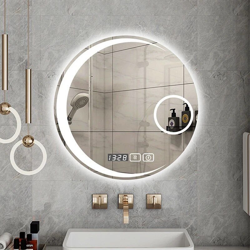 LED-Lit-Round-Frameless-Smart-Bathroom-Mirror---Anti-Fog,-3-Color-Lighting,-Wall-Mounted-1