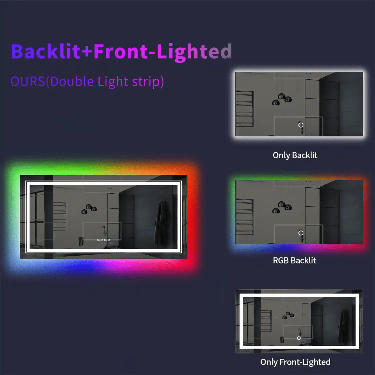 RGB Backlit Vanity Mirror | Luxury LED Mirror | La Luxe Villa