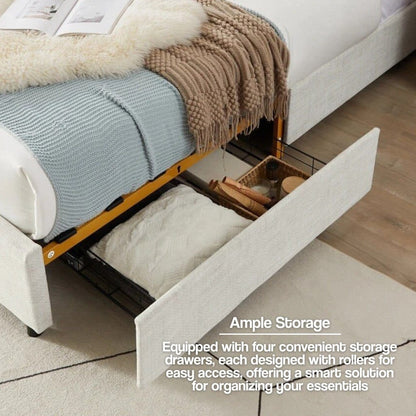 Queen-Size-Bed-with-Steamed-Bread-Backrest-and-Storage-Drawers-5