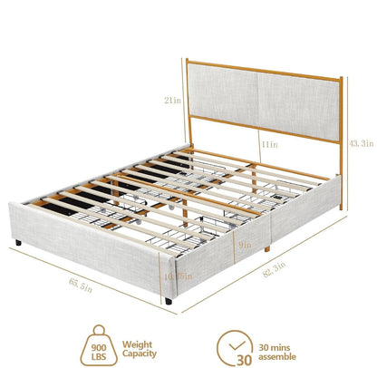 Queen-Size-Bed-with-Steamed-Bread-Backrest-and-Storage-Drawers-7