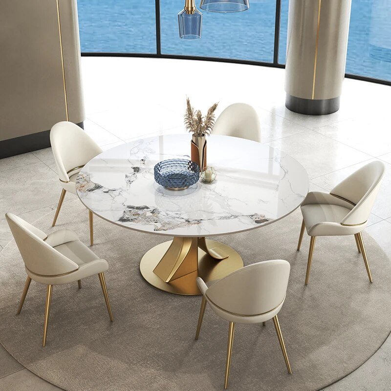 Luxury-Marble-Round-Dining-Table-with-Gold-Stainless-Steel-Frame-and-Turntable-4